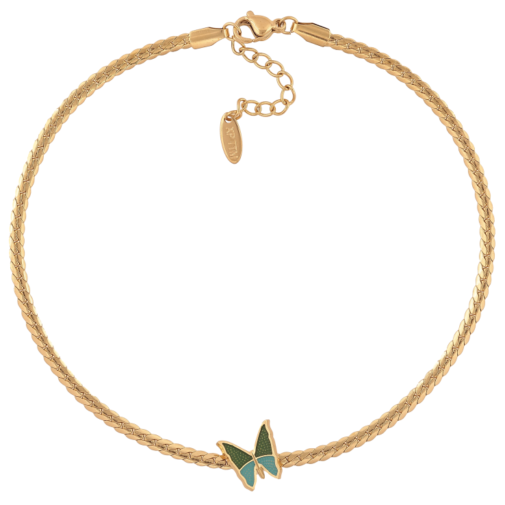 Браслет Xuping ТТМ Stainless Steel колір 14К на ногу "Ланцюжок з метеликом" довжина з дод. ланцюжком 27.5-31см х 3-13мм фото №14 Браслет Xuping ТТМ Stainless Steel колір 14К на ногу "Ланцюжок з метеликом" довжина з дод. ланцюжком 27.5-31см х 3-13мм фото №14