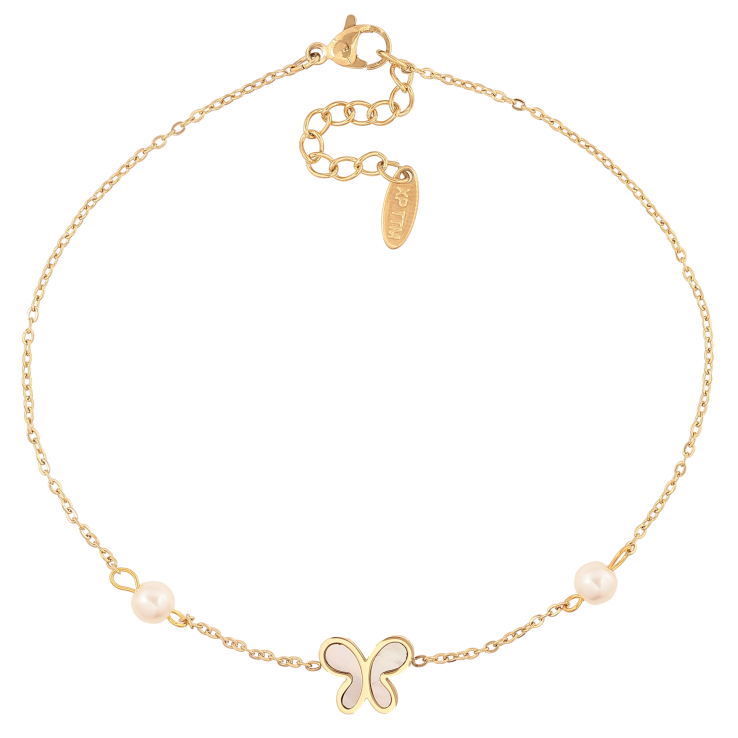 Браслет Xuping ТТМ Stainless Steel колір 14К на ногу "Ланцюжок з метеликом і перлинними намистинами" довжина з дод. ланцюжком 24.5-28см х 1-9мм фото №18 Браслет Xuping ТТМ Stainless Steel колір 14К на ногу "Ланцюжок з метеликом і перлинними намистинами" довжина з дод. ланцюжком 24.5-28см х 1-9мм фото №18