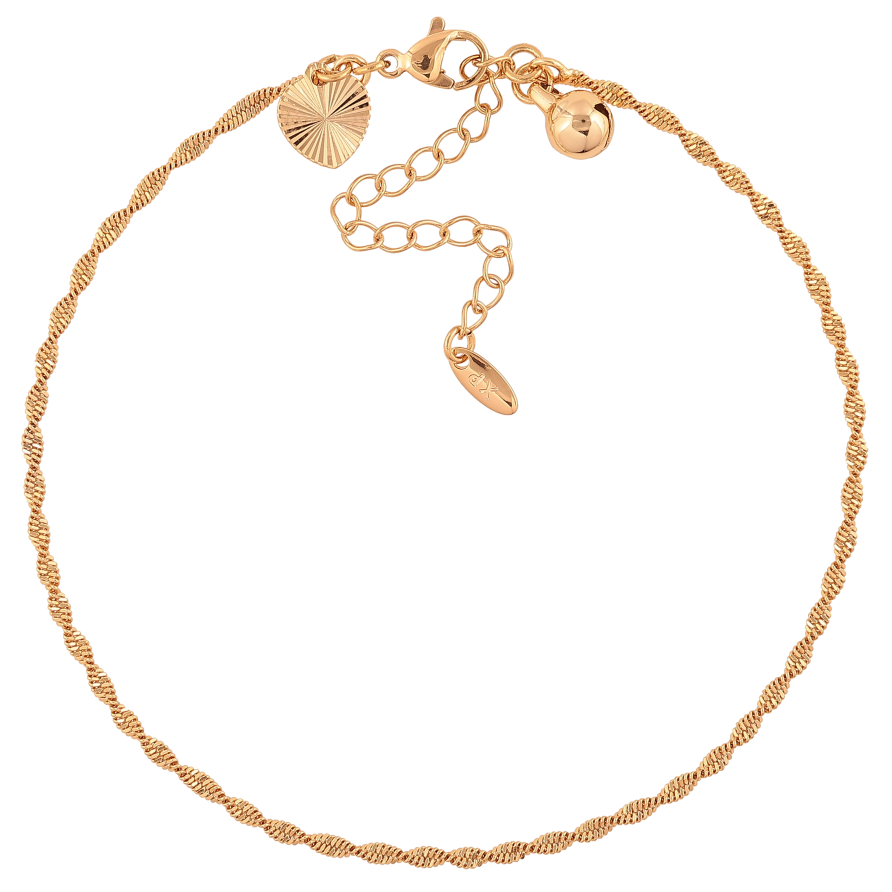 Браслет Xuping колір Позолота 18K на ногу "Ланцюжок Супердиск" розмір з доп.ланцюжком 23-28см х 2мм фото №1