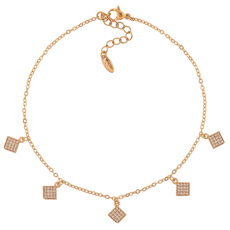 Браслет Xuping колір Позолота 18K на ногу "Ланцюжок з підвісками ромби" розмір з доп.ланцюжком 23-26см х 1.5мм фото №1 Браслет Xuping колір Позолота 18K на ногу "Ланцюжок з підвісками ромби" розмір з доп.ланцюжком 23-26см х 1.5мм фото №1