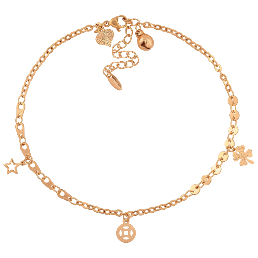 Браслет Xuping колір Позолота 18K на ногу "Ланцюжок з підвісками" розмір з дод. ланцюжком 24-28.5см х 2.5-4мм фото №1 Браслет Xuping колір Позолота 18K на ногу "Ланцюжок з підвісками" розмір з дод. ланцюжком 24-28.5см х 2.5-4мм фото №1