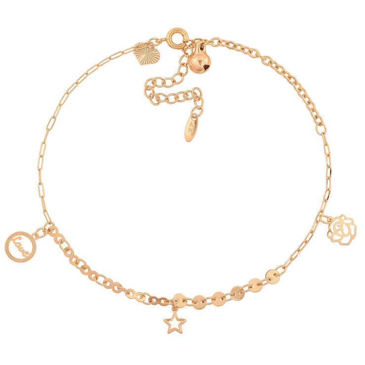 Браслет Xuping колір Позолота 18K на ногу "Ланцюжок з підвісками" розмір з дод. ланцюжком 24-28.5см х 2-4мм фото №7 Браслет Xuping колір Позолота 18K на ногу "Ланцюжок з підвісками" розмір з дод. ланцюжком 24-28.5см х 2-4мм фото №7