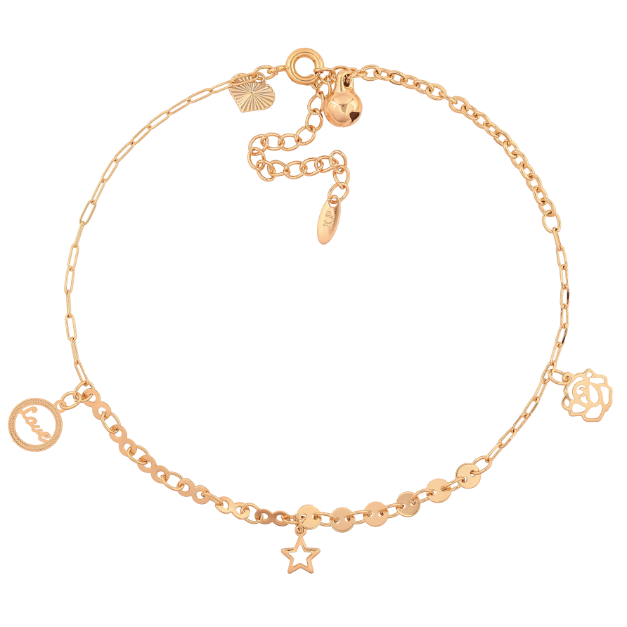 Браслет Xuping колір Позолота 18K на ногу "Ланцюжок з підвісками" розмір з дод. ланцюжком 24-28.5см х 2-4мм фото №1