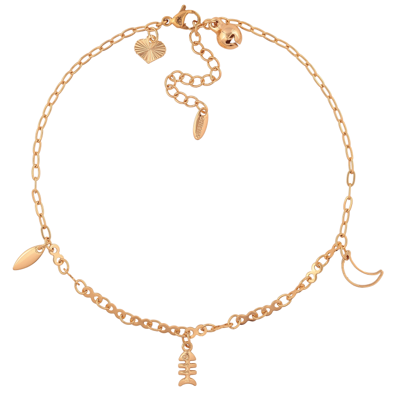 Браслет Xuping цвет Позолота 18K на ногу "Цепочка с подвесками" размер с доп.цепочкой 24-29см х 2-3мм фото №7