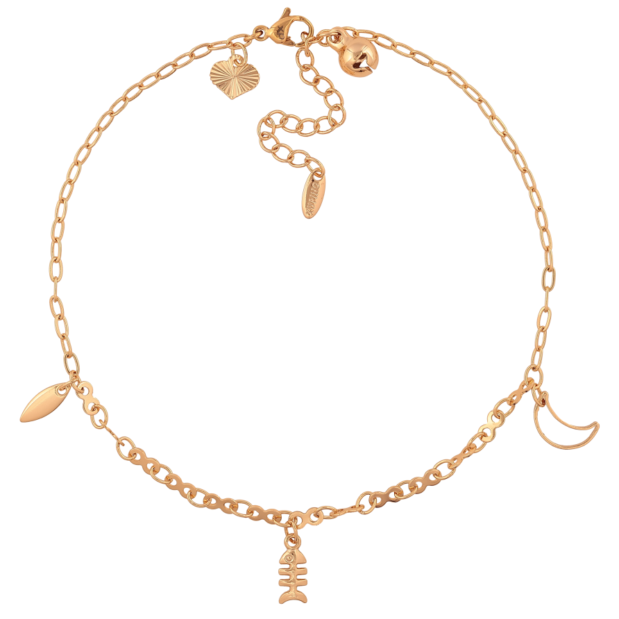 Браслет Xuping колір Позолота 18K на ногу "Ланцюжок з підвісками" розмір з доп.ланцюжком 24-29см х 2-3мм фото №1