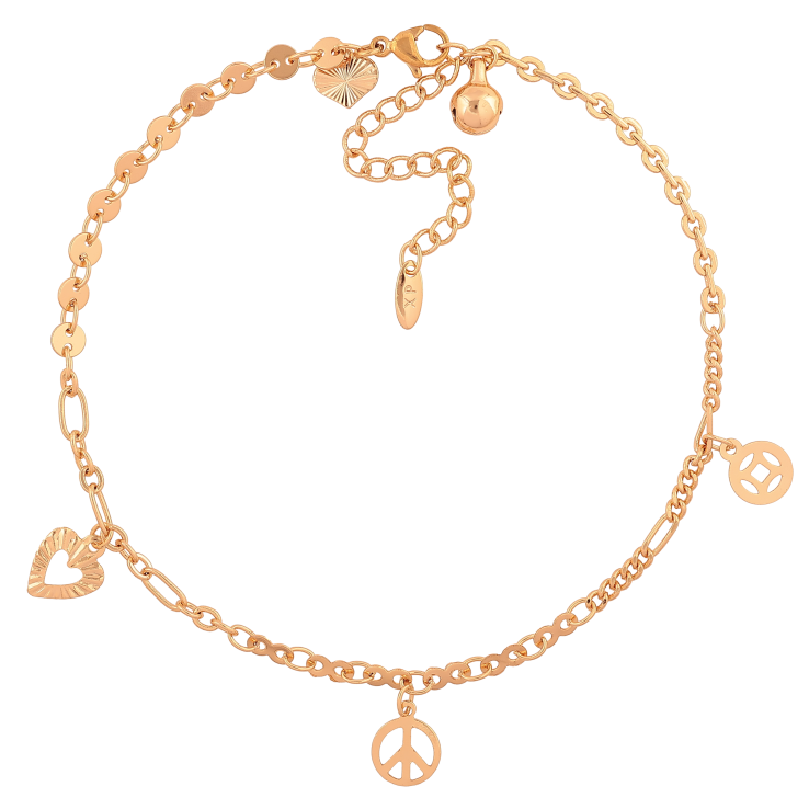 Браслет Xuping колір Позолота 18K на ногу "Ланцюжок з підвісками" розмір з доп.ланцюжком 24-29см х 2.5-4мм фото №22 Браслет Xuping колір Позолота 18K на ногу "Ланцюжок з підвісками" розмір з доп.ланцюжком 24-29см х 2.5-4мм фото №22