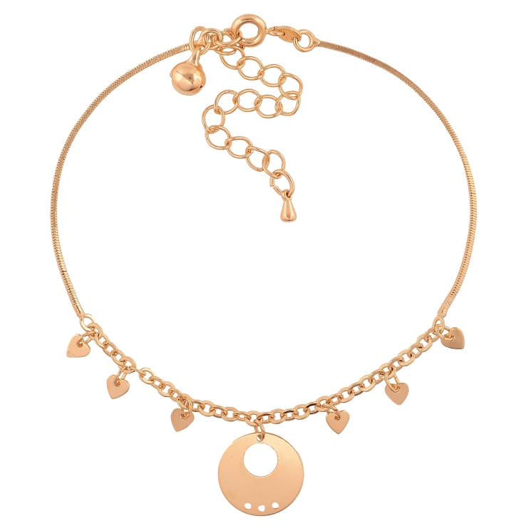 Браслет Xuping колір Позолота 18K на ногу "Ланцюжок з підвісками" розмір з доп.ланцюжком 22-28см х 1-3мм фото №5 Браслет Xuping колір Позолота 18K на ногу "Ланцюжок з підвісками" розмір з доп.ланцюжком 22-28см х 1-3мм фото №5