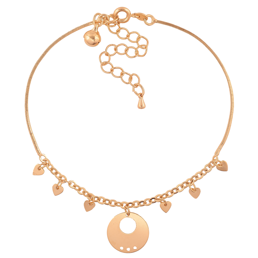 Браслет Xuping колір Позолота 18K на ногу "Ланцюжок з підвісками" розмір з доп.ланцюжком 22-28см х 1-3мм фото №1