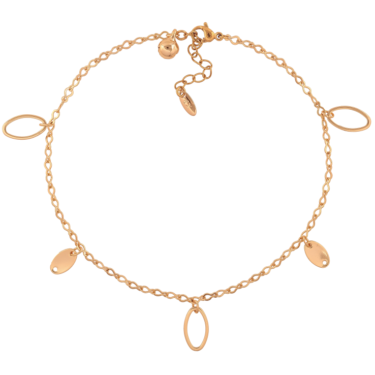 Браслет Xuping колір Позолота 18K на ногу "Ланцюжок з підвісками" розмір з доп.ланцюжком 25-28см х 3мм фото №7 Браслет Xuping колір Позолота 18K на ногу "Ланцюжок з підвісками" розмір з доп.ланцюжком 25-28см х 3мм фото №7