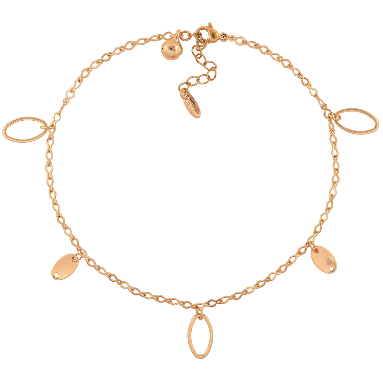 Браслет Xuping колір Позолота 18K на ногу "Ланцюжок з підвісками" розмір з доп.ланцюжком 25-28см х 3мм фото №1