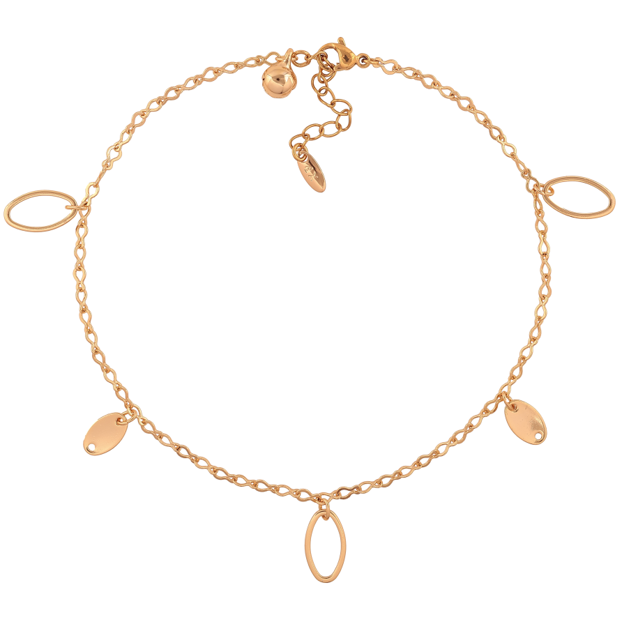 Браслет Xuping колір Позолота 18K на ногу "Ланцюжок з підвісками" розмір з доп.ланцюжком 25-28см х 3мм фото №1