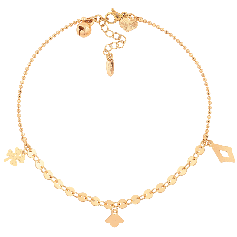 Браслет Xuping колір Позолота 18K на ногу "Ланцюжок з підвісками" розмір з доп.ланцюжком 24-27см х 1.5-4мм фото №1