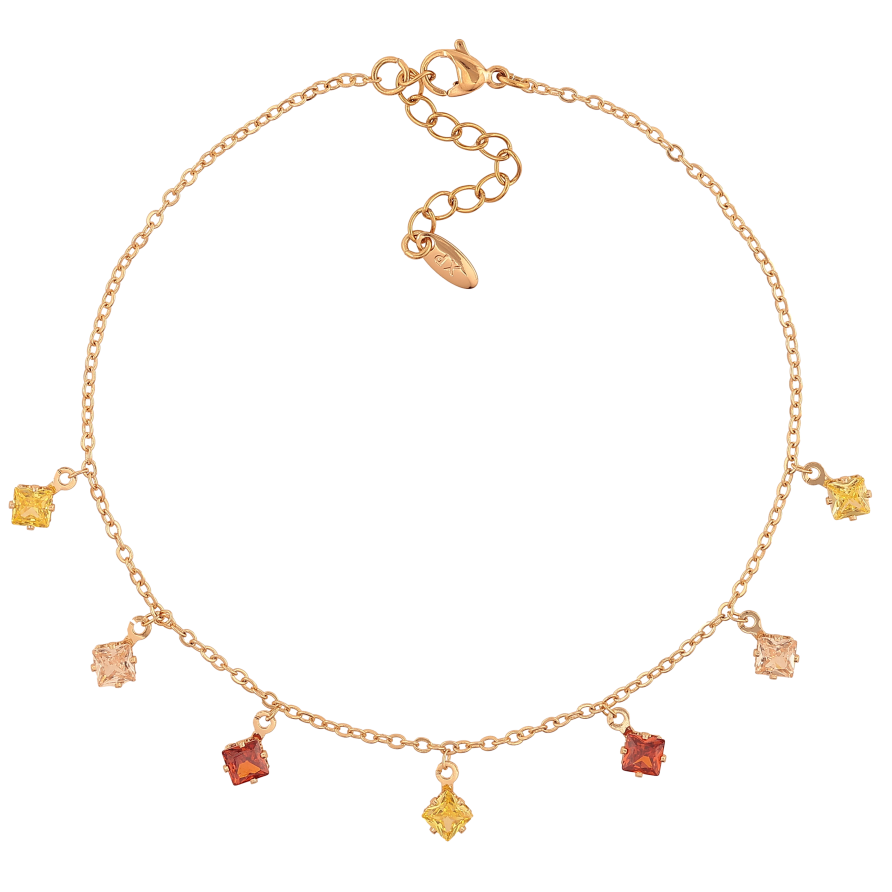 Браслет Xuping колір Позолота 18K на ногу "Ланцюжок зі вставкою" розмір з дод. ланцюжком 23-26см х 1.5мм фото №1