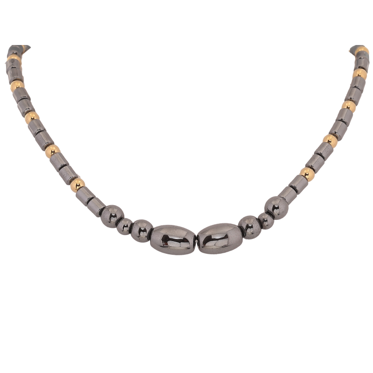 Кольє Xuping ТТМ Stainless Steel колір 14К "Гематитове намисто" довжина 42-48см х 4-8мм фото №2