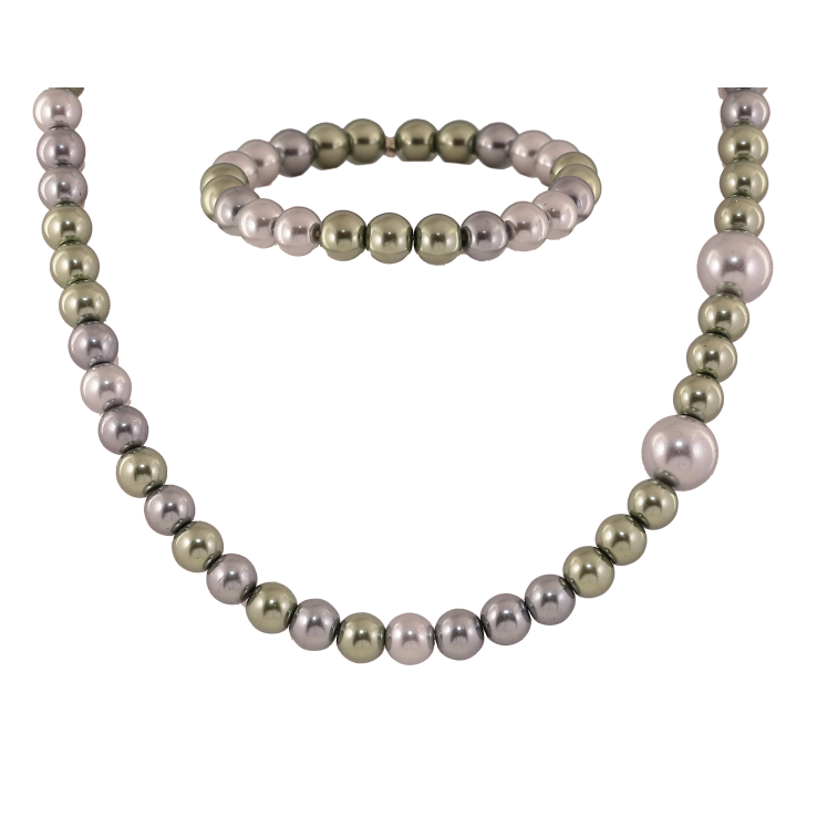 Набір Намисто Браслет "Нитка оливково-сірих намистин" довжина 63см х 8-12мм, браслет на гумці фото №8 Набір Намисто Браслет "Нитка оливково-сірих намистин" довжина 63см х 8-12мм, браслет на гумці фото №8