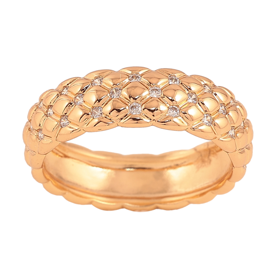Кольцо Xuping цвет Позолота 18K "Узор с кристаллами" шир. 6мм фото №1 Кольцо Xuping цвет Позолота 18K "Узор с кристаллами" шир. 6мм фото №1