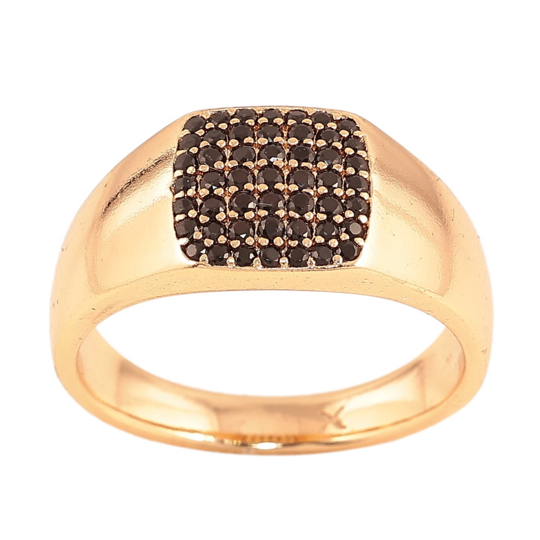 Перстень Xuping колір Позолота 18K "Візерунок з інкрустацією чорними кристалами" фото №4