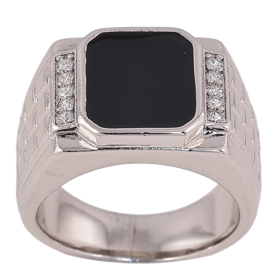 Перстень Xuping колір родій фарбування чорною емаллю з кристалами фото №1