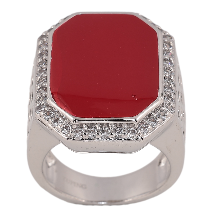 Перстень Xuping колір родій фарбування червоною емаллю з кристалами фото №17 Перстень Xuping колір родій фарбування червоною емаллю з кристалами фото №17