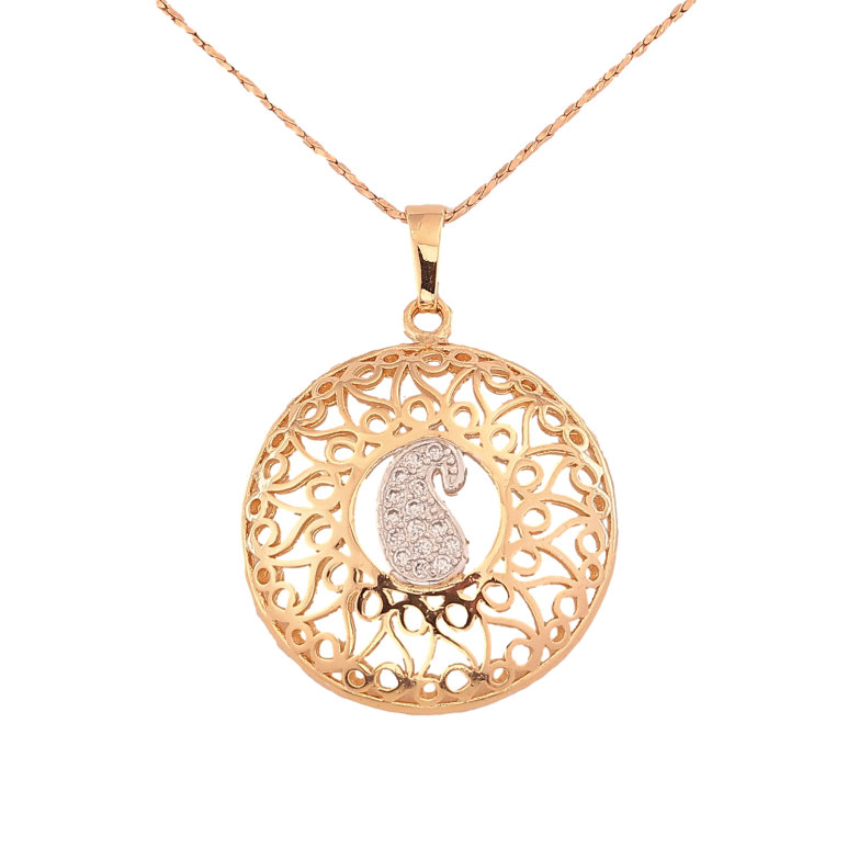 Кулон на ланцюжку Xuping колір Позолота 18К+РО+Родій "Витончений різьблений орнамент" довжина 41-46см х 1мм фото №1
