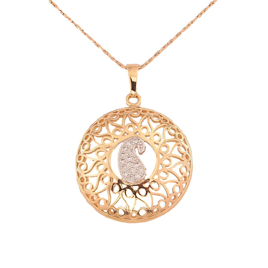 Кулон на ланцюжку Xuping колір Позолота 18К+РО+Родій "Витончений різьблений орнамент" довжина 41-46см х 1мм фото №1