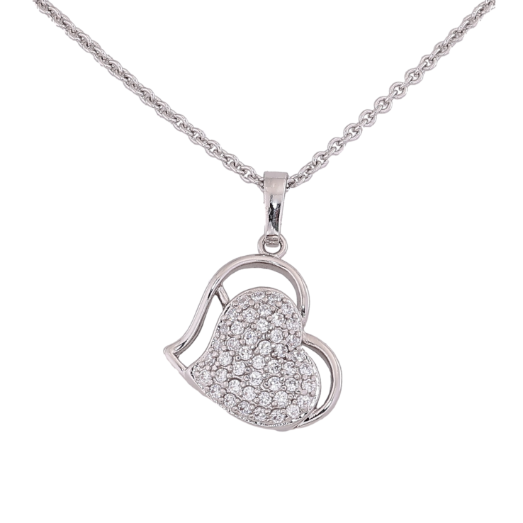 Кулон на ланцюжку Xuping M&L Колір Родій Серце з інкрустацією цирконієм довжина 39см х 2мм фото №9 Кулон на ланцюжку Xuping M&L Колір Родій Серце з інкрустацією цирконієм довжина 39см х 2мм фото №9