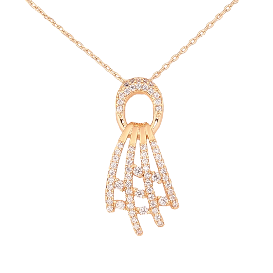 Кулон на ланцюжку Xuping M&L колір 18К "Візерунок з кристалами" розмір 44см х 1мм фото №1