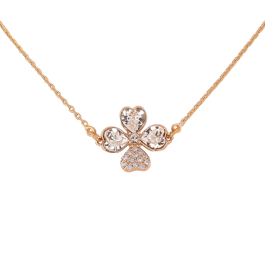 Кулон на ланцюжку Xuping колір 18K з кристалами Swarovski "Квіточка з кристалами Clear" довжина 44-49см х 1мм фото №1