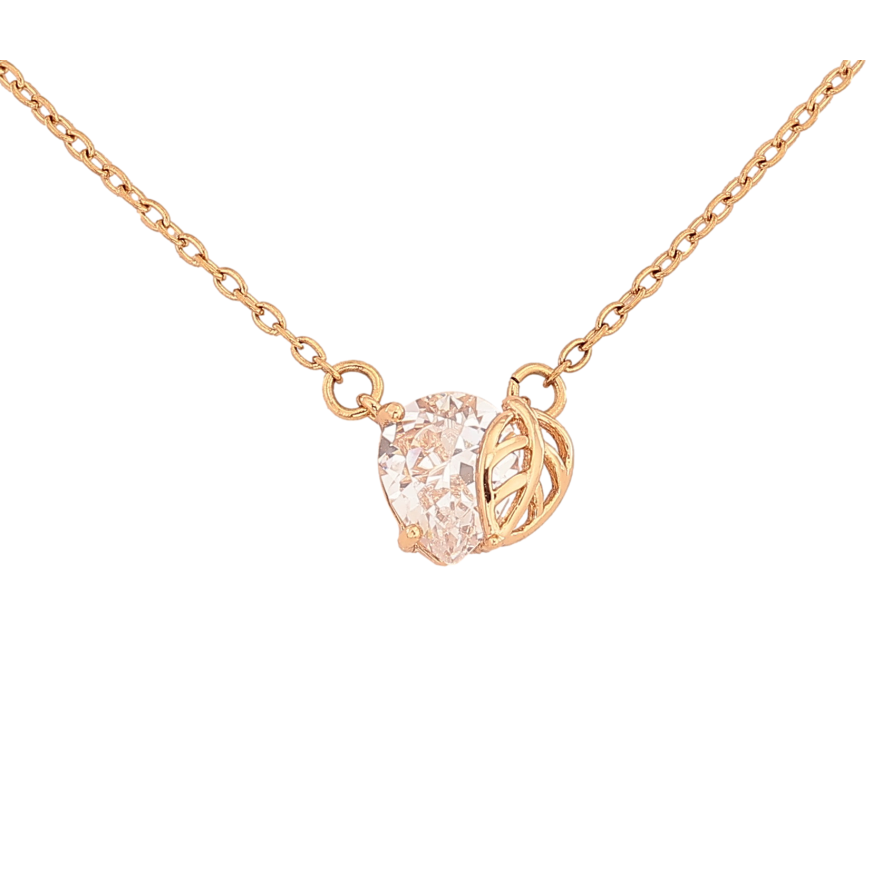 Кулон на ланцюжку Xuping колір Позолота 18К "Кристал з листочком" довжина 46-51см х 1.5мм фото №1