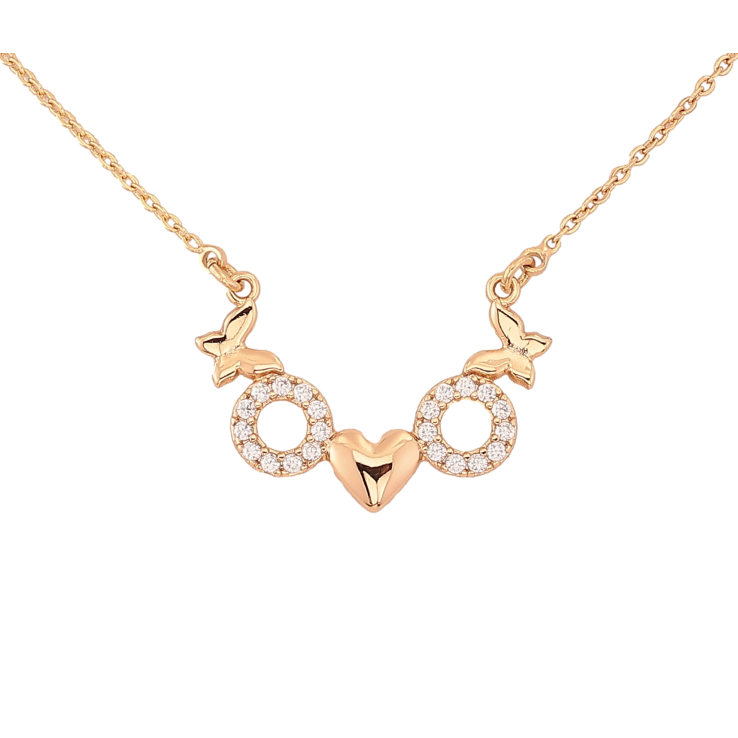 Кулон на ланцюжку Xuping колір Позолота 18К "Метелики з кристальними кільцями" довжина 43-45см х 1.5мм фото №15