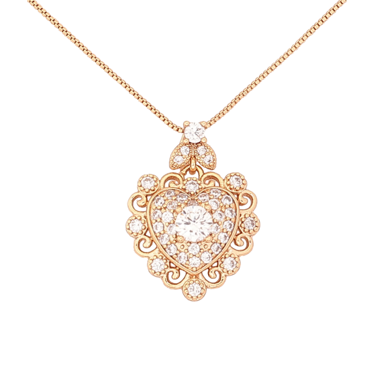 Кулон на ланцюжку Xuping колір Позолота 18К "Серце з кристалами" довжина 46см х 1мм фото №24