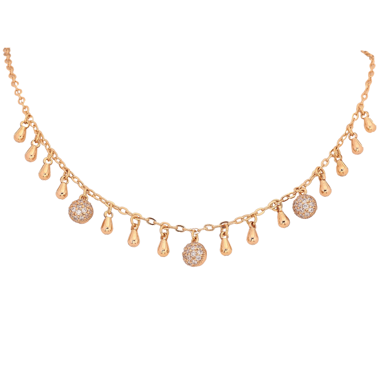 Кольє Xuping колір Позолота 18К "Кристальні підвіски" довжина 42-45см х 2мм фото №1