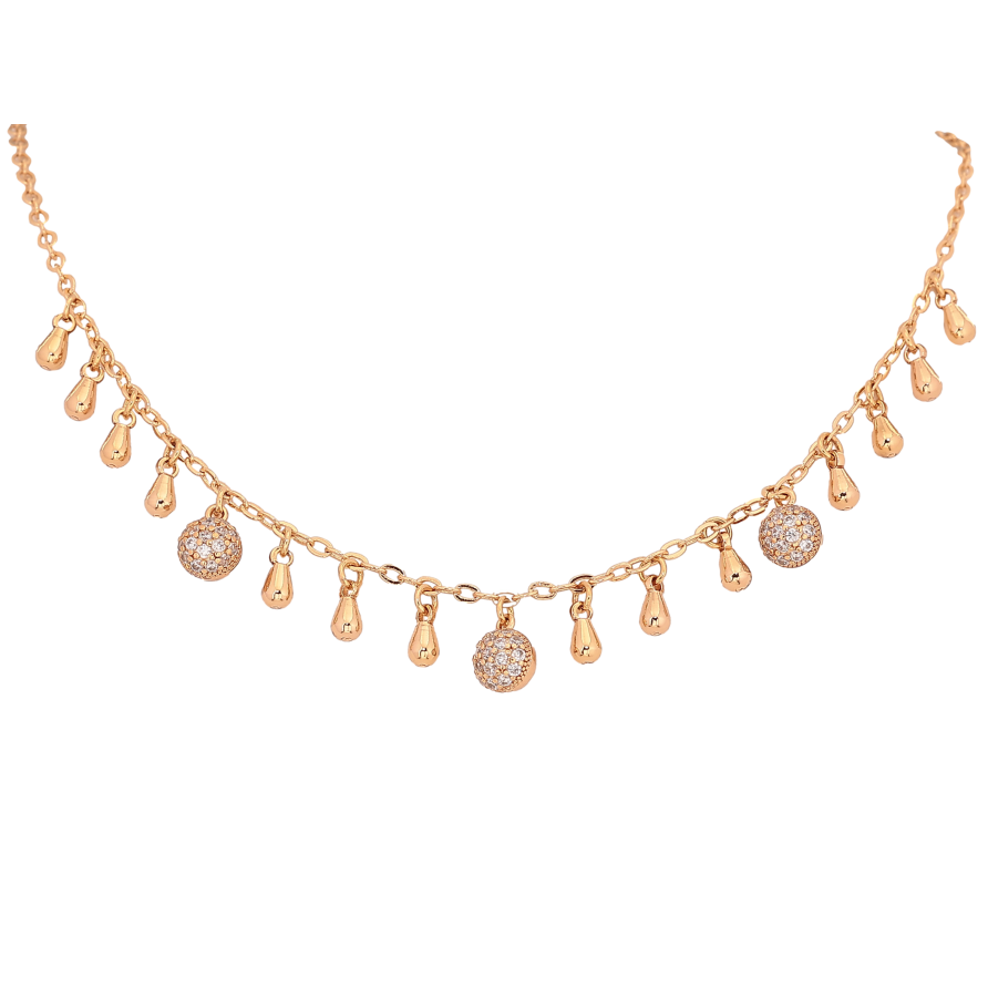 Колье Xuping цвет Позолота 18К "Кристальные подвески" длина 42-45см х 2мм фото №1