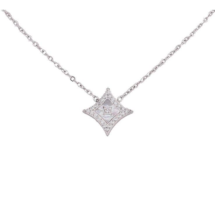 Підвіска на ланцюжку Нержавіюча сталь "Ромб з кристалами та перламутровою вставкою" довжина 42-47см х 1мм фото №14 Підвіска на ланцюжку Нержавіюча сталь "Ромб з кристалами та перламутровою вставкою" довжина 42-47см х 1мм фото №14