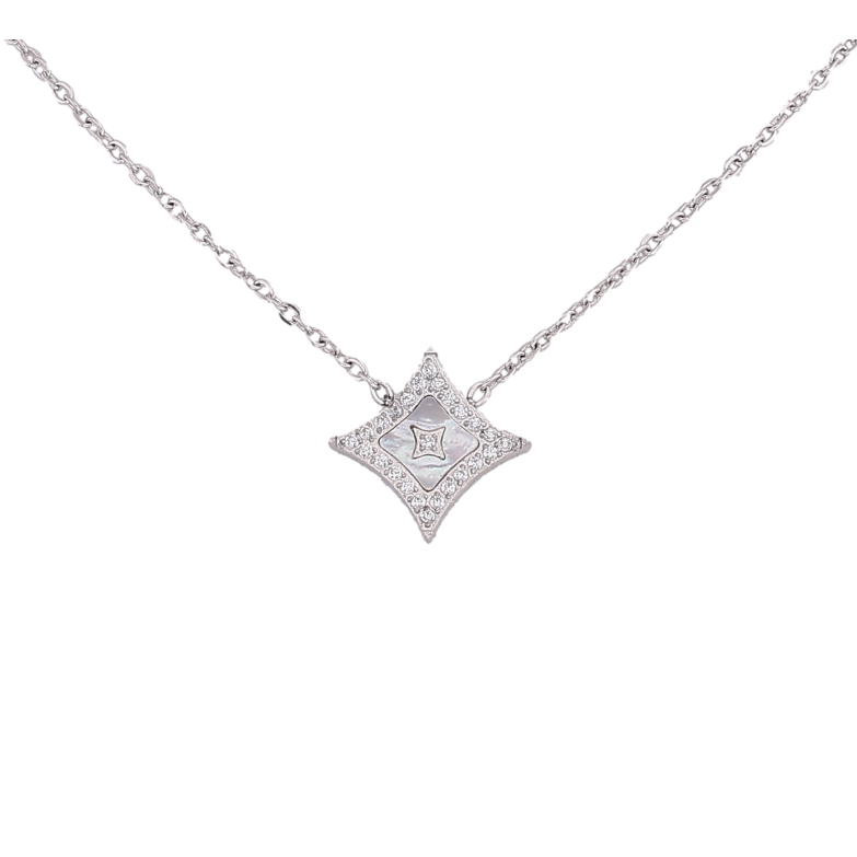 Підвіска на ланцюжку Нержавіюча сталь "Ромб з кристалами та перламутровою вставкою" довжина 42-47см х 1мм фото №12 Підвіска на ланцюжку Нержавіюча сталь "Ромб з кристалами та перламутровою вставкою" довжина 42-47см х 1мм фото №12