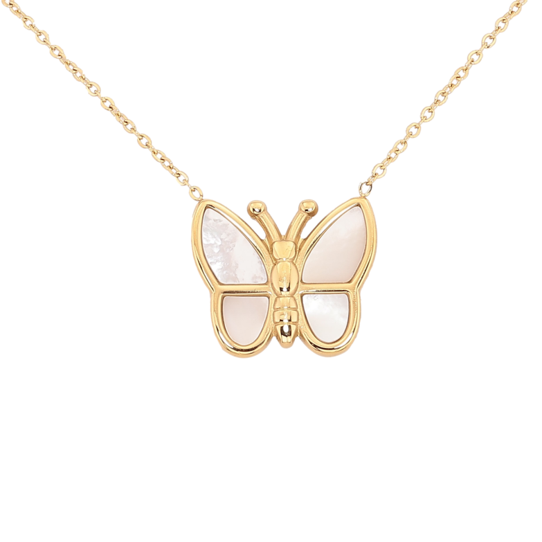 Підвіска на ланцюжку Нержавіюча сталь "Перламутровий метелик" довжина 43-48см х 1мм фото №1