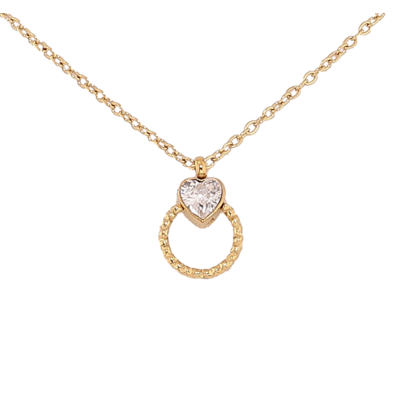Підвіска на ланцюжку Xuping ТТМ Stainless Steel колір 14К "Кристальне серце з кільцем" довжина 40-45см х 1мм фото №3 Підвіска на ланцюжку Xuping ТТМ Stainless Steel колір 14К "Кристальне серце з кільцем" довжина 40-45см х 1мм фото №3