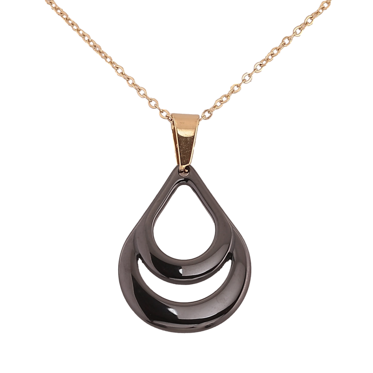 Підвіска на ланцюжку Xuping ТТМ Stainless Steel колір 14К "Крапелька з чорної кераміки" довжина 46-51см х 1.5мм фото №12 Підвіска на ланцюжку Xuping ТТМ Stainless Steel колір 14К "Крапелька з чорної кераміки" довжина 46-51см х 1.5мм фото №12