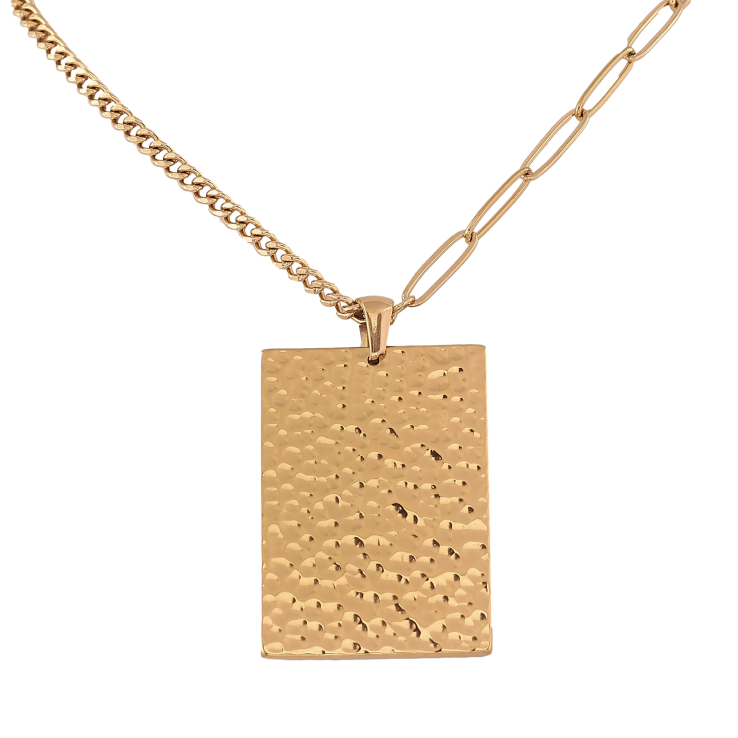 Підвіска на ланцюжку Xuping ТТМ Stainless Steel колір 14К "Прямокутна підвіска" довжина 40-45см х 3мм фото №6