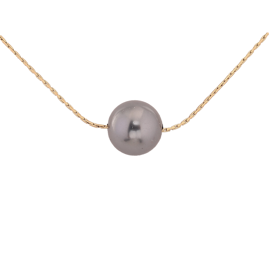 Підвіска на ланцюжку Xuping ТТМ Stainless Steel колір 14К "Чорна намистина, ø 12мм" довжина 45-50см х 1мм фото №1