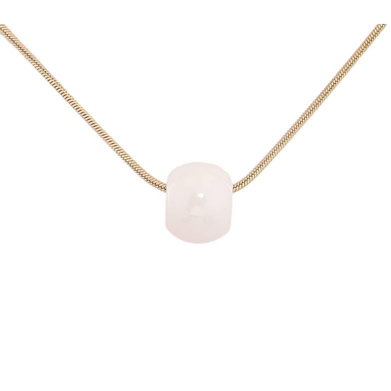 Підвіска на ланцюжку Xuping ТТМ Stainless Steel колір 14К "Біла керамічна намистина" довжина 45-50см х 1.5мм фото №1