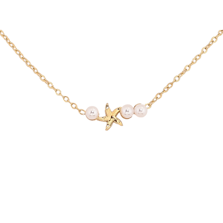 Підвіска на ланцюжку Xuping ТТМ Stainless Steel колір 14К "Морська зірка з перлинами" довжина 41-46см х 1мм фото №1 Підвіска на ланцюжку Xuping ТТМ Stainless Steel колір 14К "Морська зірка з перлинами" довжина 41-46см х 1мм фото №1