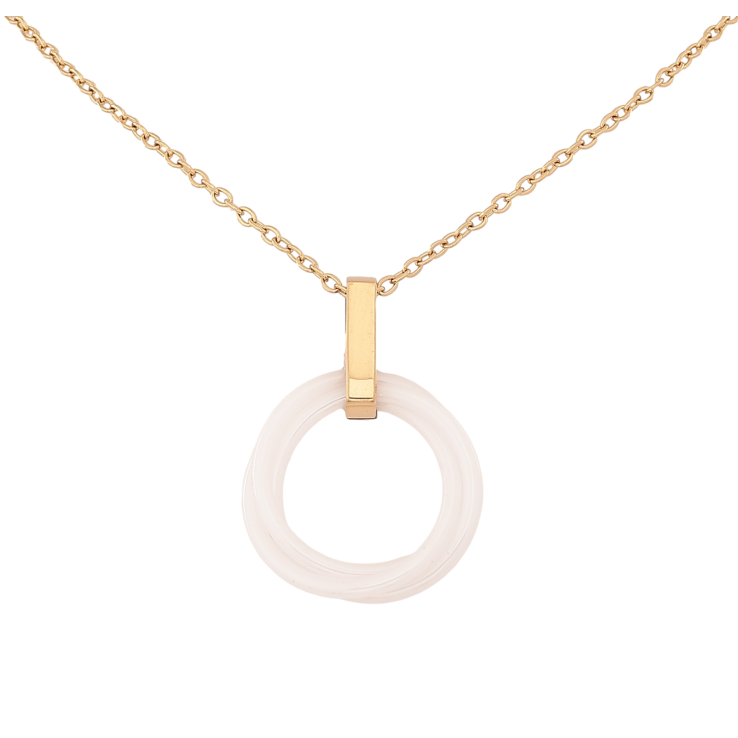 Підвіска на ланцюжку Xuping ТТМ Stainless Steel колір 14К "Біле керамічне колечко" довжина 45-50см х 1.5мм фото №20