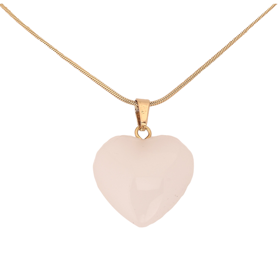 Підвіска на ланцюжку Xuping ТТМ Stainless Steel колір 14К "Біле серце" довжина 45-50см х 1мм фото №1