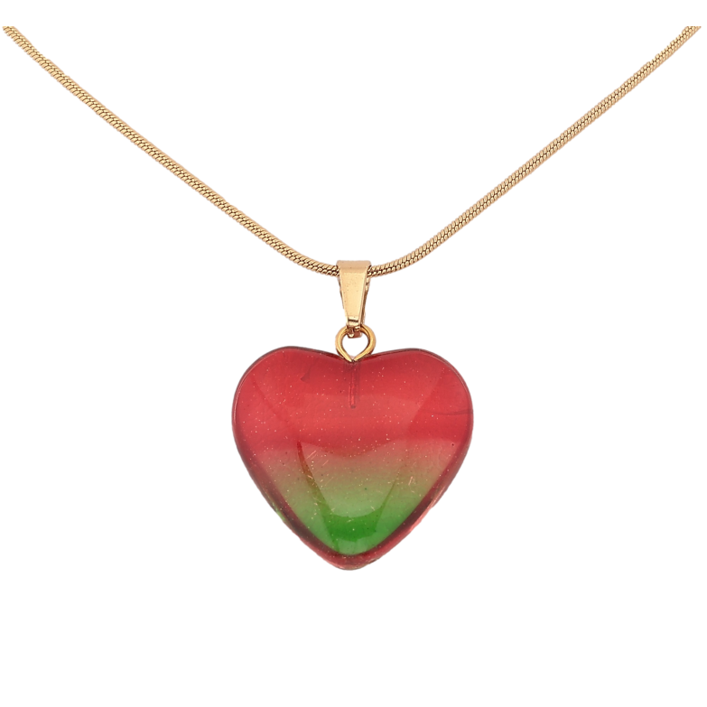 Підвіска на ланцюжку Xuping ТТМ Stainless Steel колір 14К "Червоно-зелене серце" довжина 45-50см х 1мм фото №1 Підвіска на ланцюжку Xuping ТТМ Stainless Steel колір 14К "Червоно-зелене серце" довжина 45-50см х 1мм фото №1