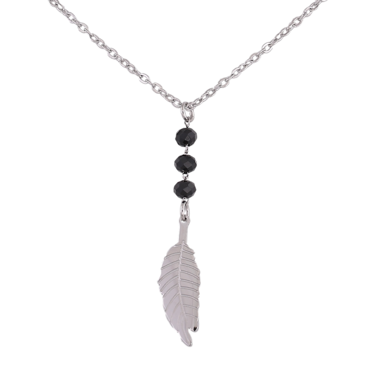 Підвіска на ланцюжку Xuping ТТМ Stainless Steel колір Родій "Перо з чорними намистинами" довжина 46-51см х 1.5мм фото №24