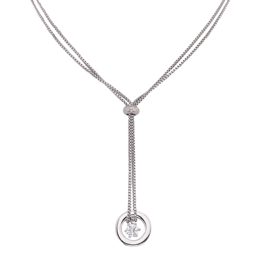 Подвеска на цепочке Xuping ТТМ Stainless Steel цвет Родий "Кристалл в колечке" длина 40-45см х 2мм фото №1 Подвеска на цепочке Xuping ТТМ Stainless Steel цвет Родий "Кристалл в колечке" длина 40-45см х 2мм фото №1