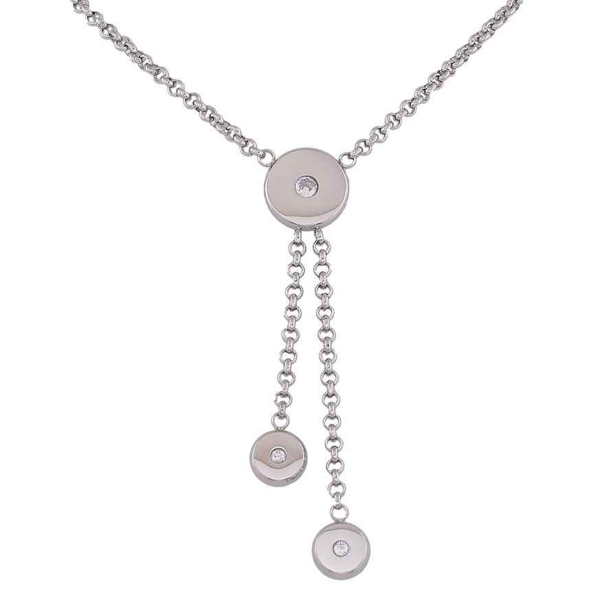 Підвіска на ланцюжку Xuping ТТМ Stainless Steel колір Родій "Круглі підвіски з кристалами" довжина 45-50см х 2.5мм фото №1