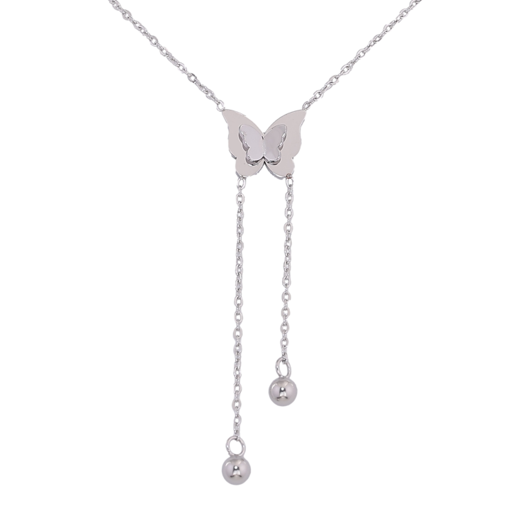 Підвіска на ланцюжку Xuping ТТМ Stainless Steel колір Родій "Метелик" довжина 41-46см х 1мм фото №7