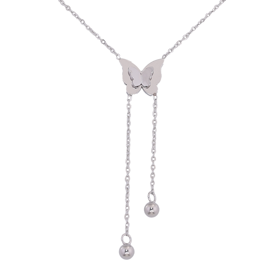 Підвіска на ланцюжку Xuping ТТМ Stainless Steel колір Родій "Метелик" довжина 41-46см х 1мм фото №1 Підвіска на ланцюжку Xuping ТТМ Stainless Steel колір Родій "Метелик" довжина 41-46см х 1мм фото №1